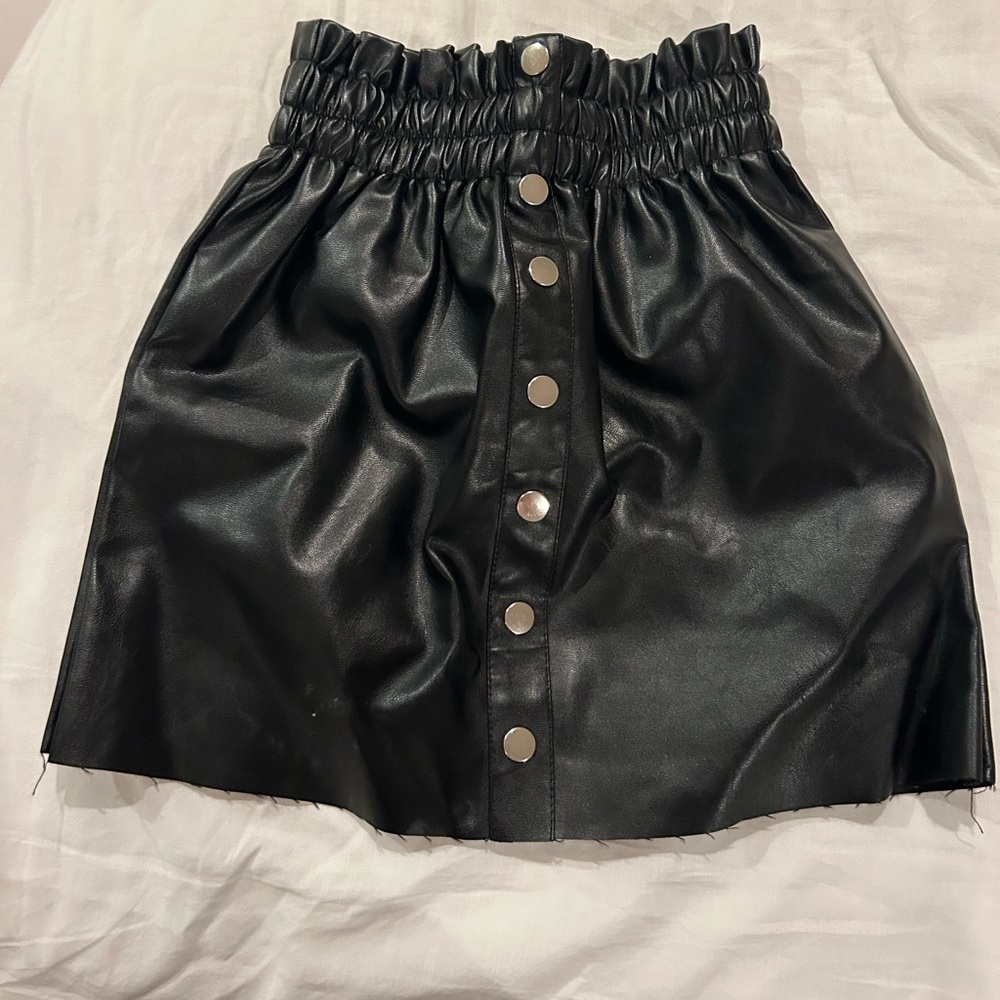 Zara pleather mini paper bag skirt